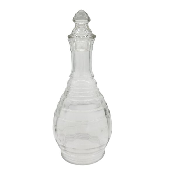 Vintage Clear Glass Decanter w Stopper Ribbed Elegant Design Tableware Barware - Picture 1 of 8